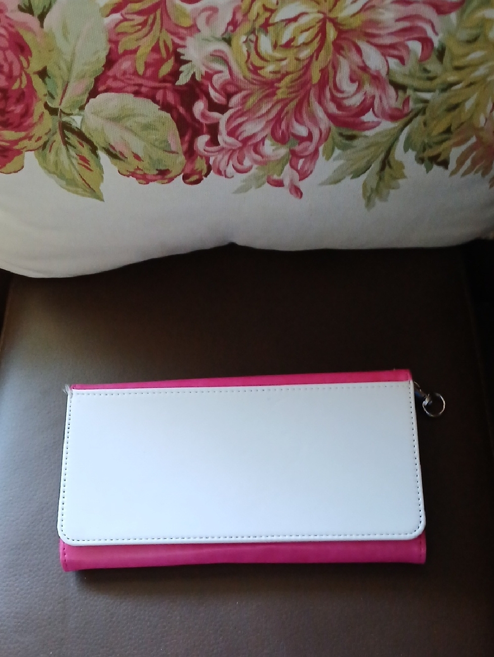 Two-Tone Pink and White Wallet Clutch